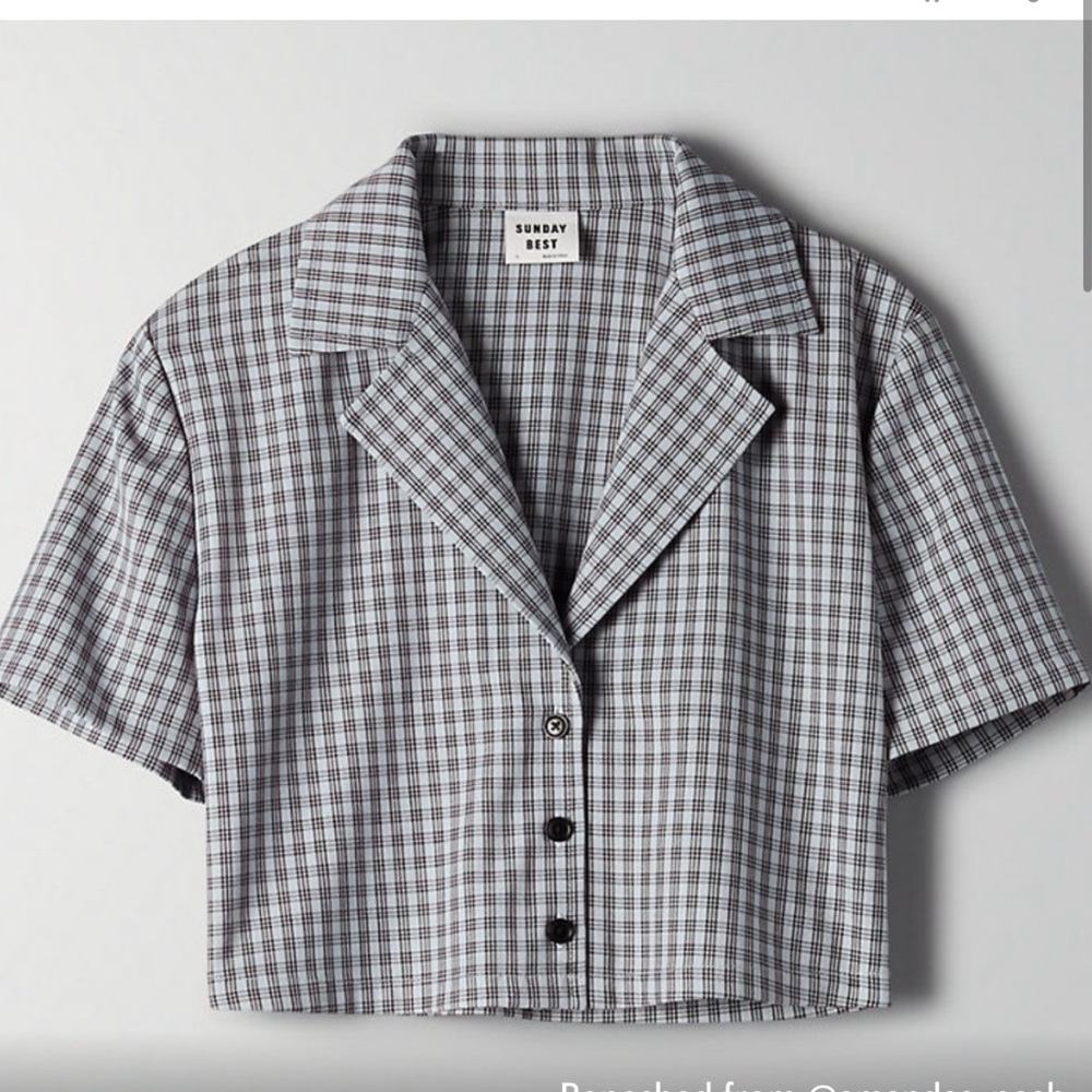 Aritzia Sunday Best Tuesday Boxy Button Up Crop Notch Collar